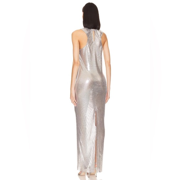 NWT Lovers & Friends X Anja Dujaković Oleema Maxi Dress Disco Silver chain y2k - Picture 3 of 9